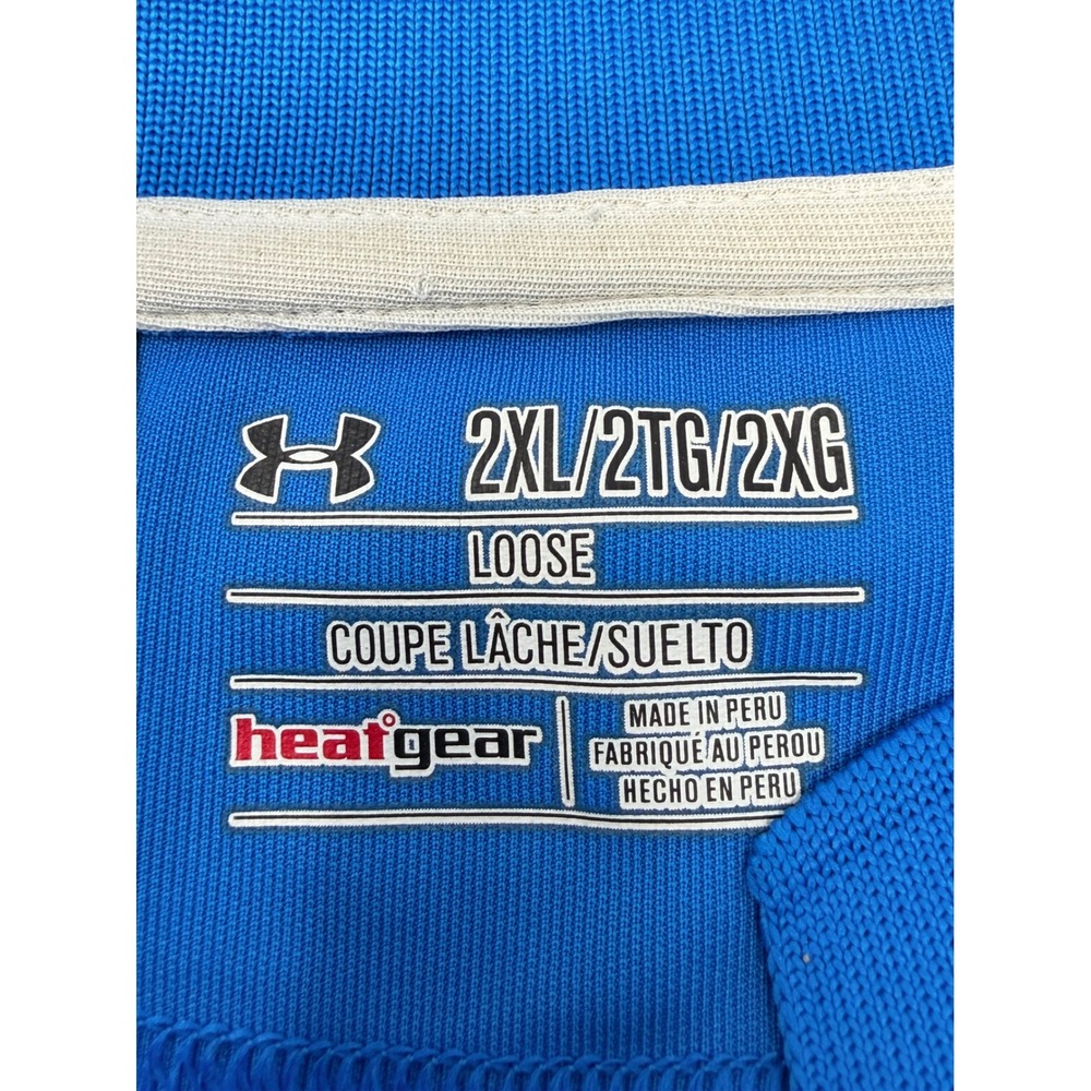 Under Armour Men's 2XL Polo Shirt HeatGear Loose Fit Blue Short Sleeve Golf UA - Picture 4 of 5